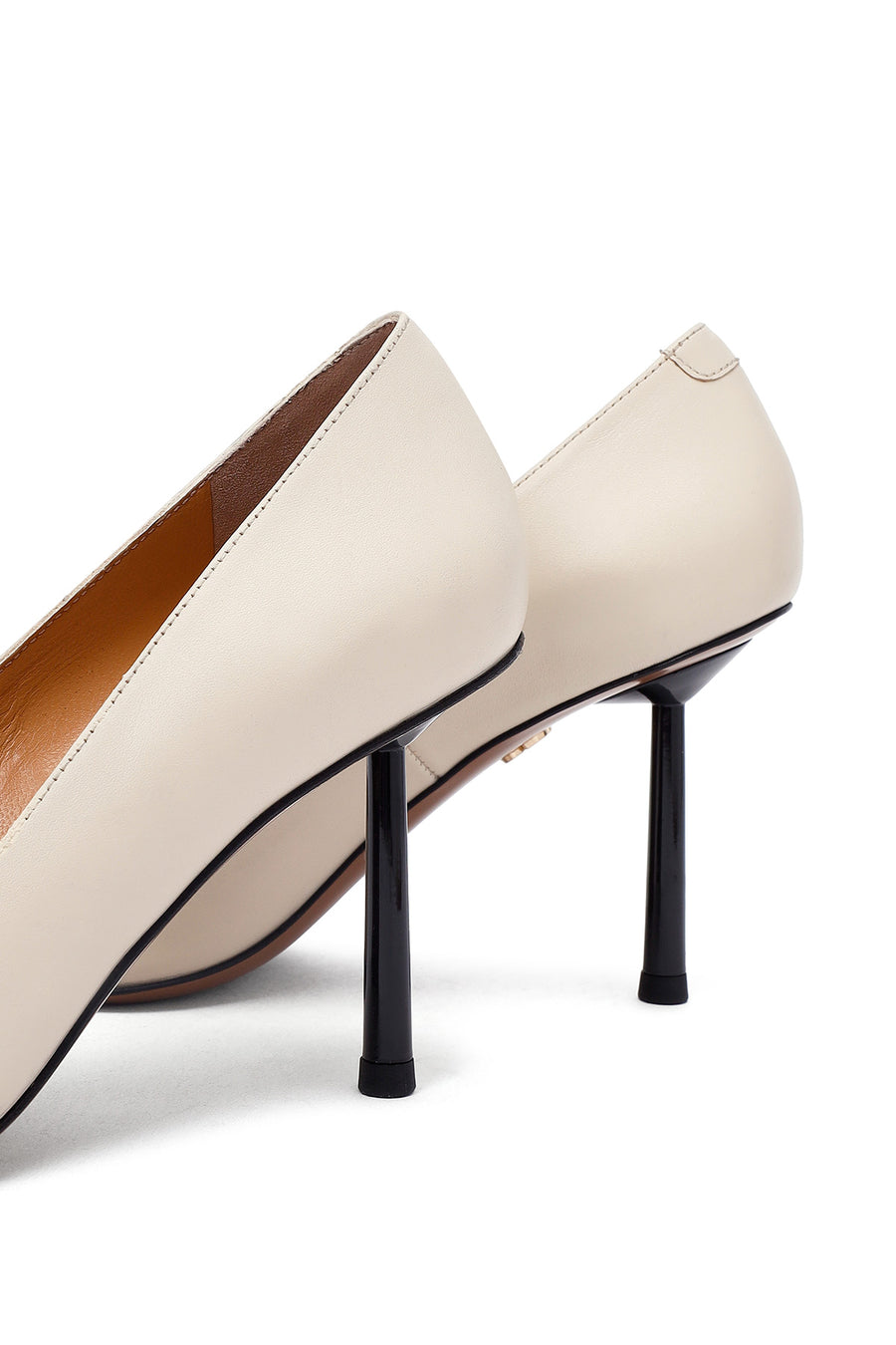 Kadın Krem İnce Topuklu Deri Stiletto