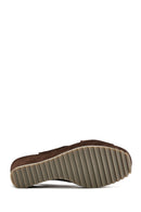 Women's Brown Back Strap Wedge Heel Suede Leather Sandals | Derimod