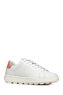 Geox Women's White Spherica Ecub-1 Lace-Up Leather Sneaker | Derimod