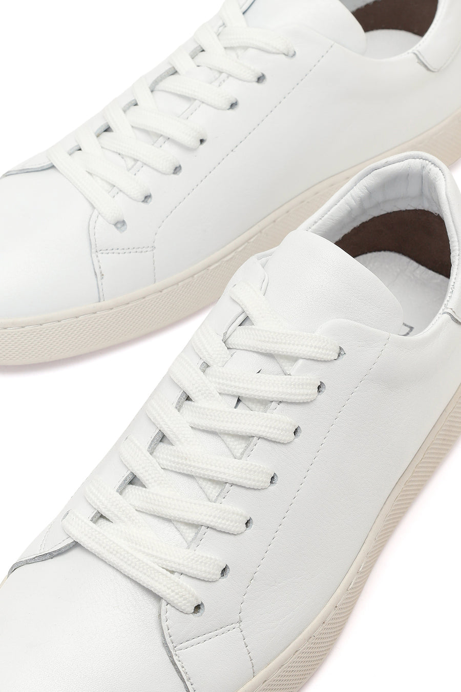 Erkek Beyaz Bağcıklı Deri Sneaker
