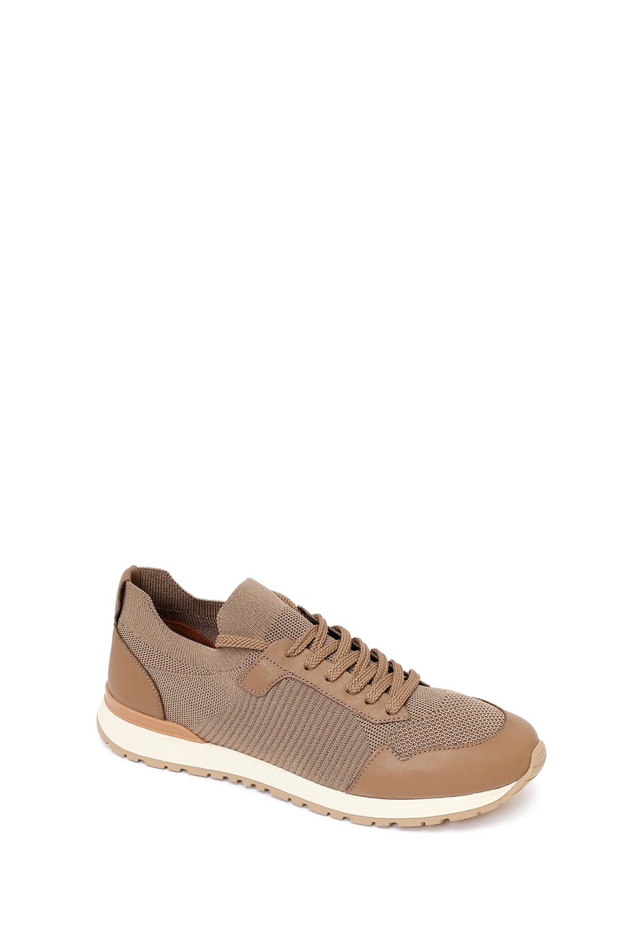 Erkek Vizon Bağcıklı Kumaş Sneaker
