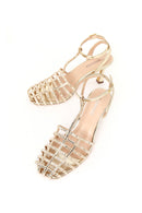 Woman Gold Ankle Buckle Open-Back Stiletto High Heel | Derimod