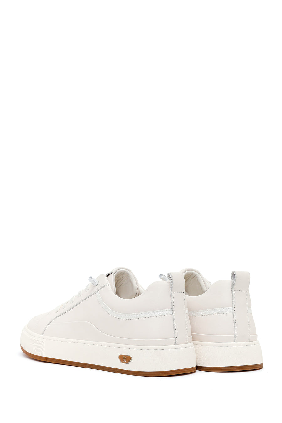Erkek Beyaz Bağcıklı Deri Sneaker