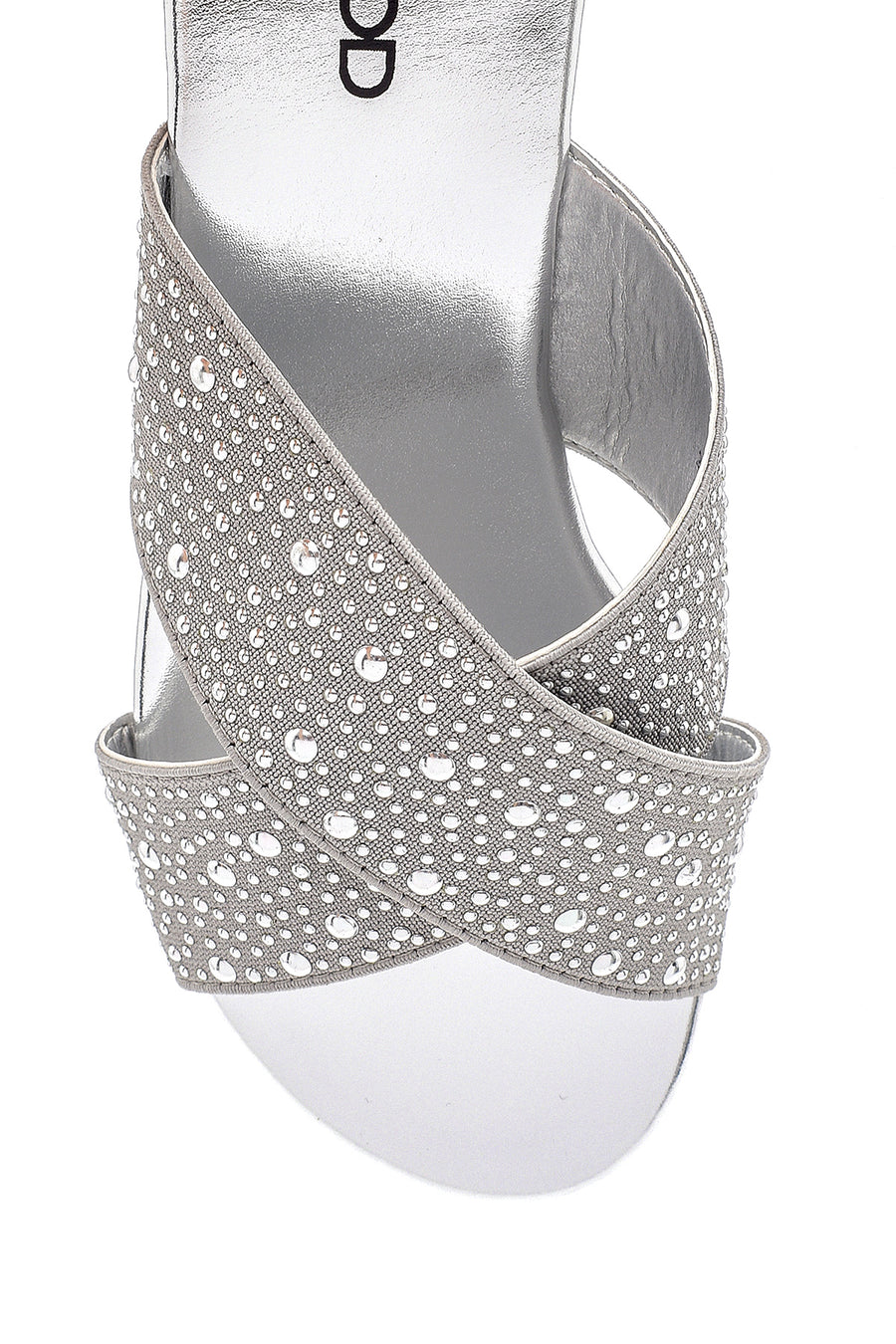Women's Gray Stone Wedge Heel Open-Back Slippers