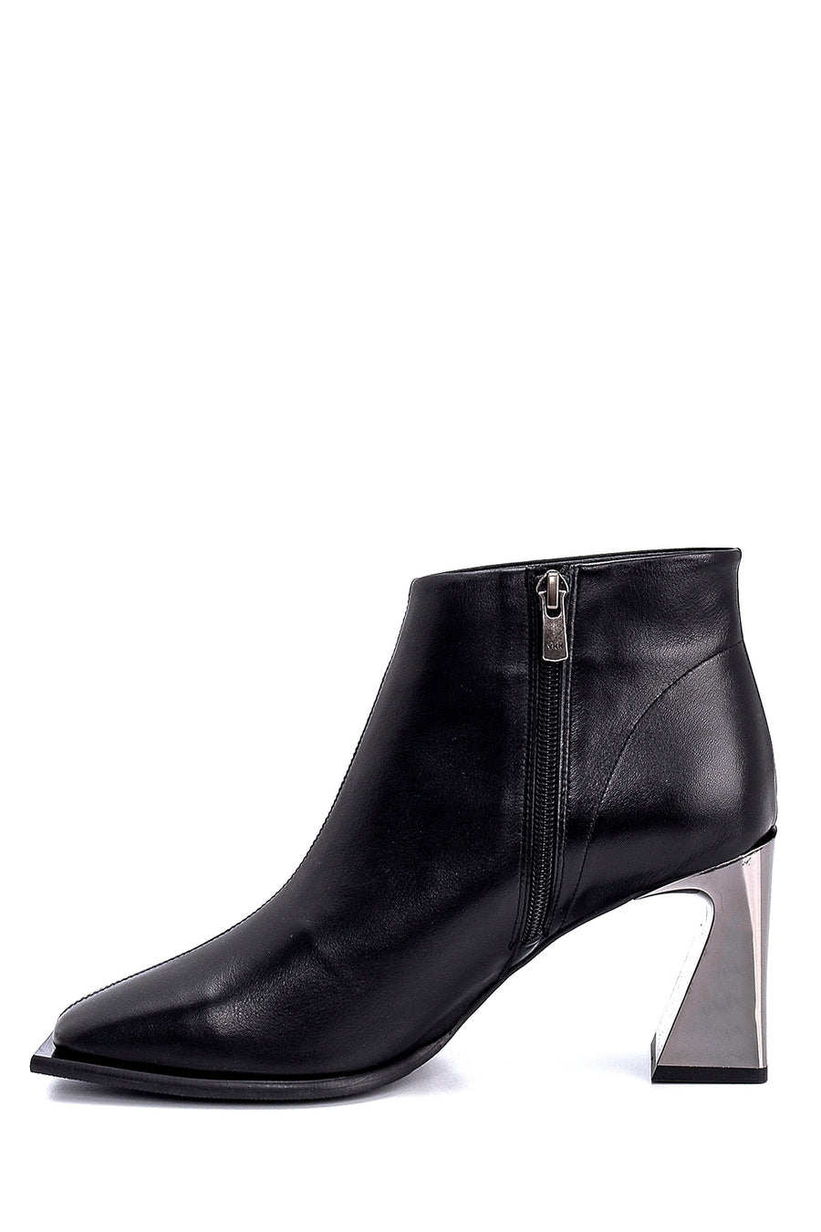 Women's Leather Heel Detailed Boots