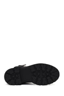 Women's Black Zippered Thick-Soled Leather Boot | Derimod
