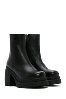 Women's Black Leather Platform Heeled Boots | Derimod