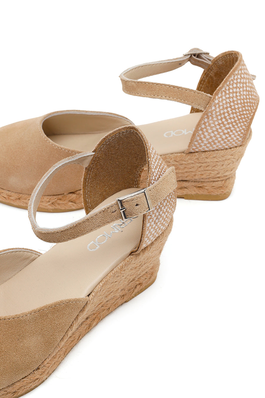Women's Mink Ankle Strap Wedge Heel Suede Leather Espadrille Sandals