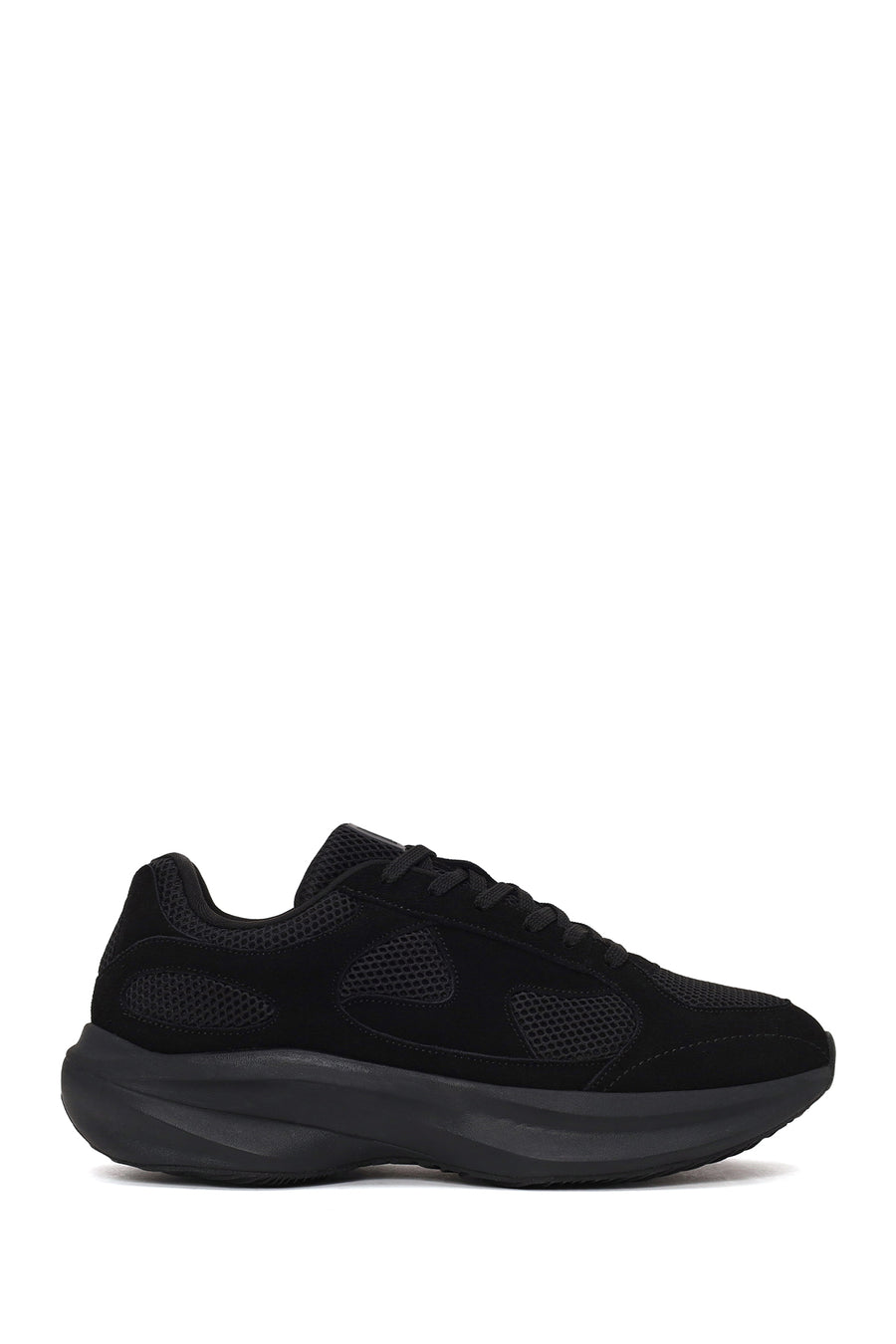 Male Black Lace-Up Thick-Soled Fabric Sneaker WM68006665 | Derimod