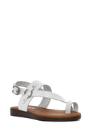 Women's White Flip-Flop Leather Bodrum Sandals | Derimod