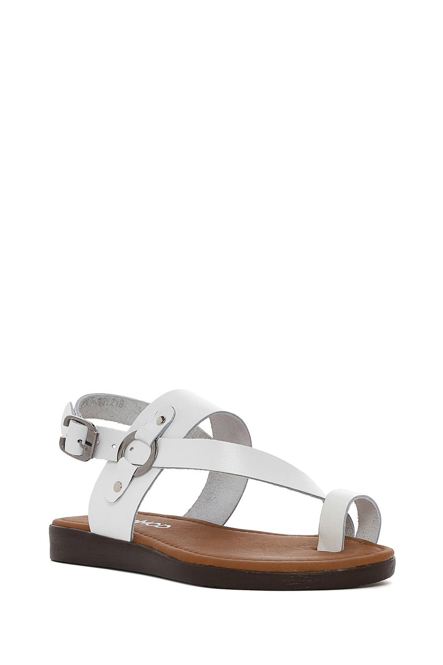 Women's White Flip-Flop Leather Bodrum Sandals