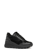 Geox Women's Black Spherica Ec13 Lace-Up Chunky Sole Leather Sneaker | Derimod