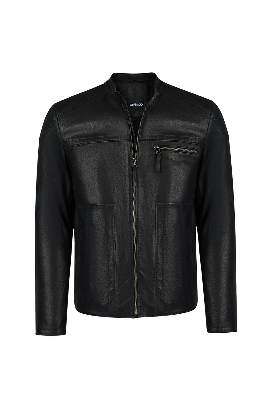 Endrick Male Black Slim-Fit Leather Jacket