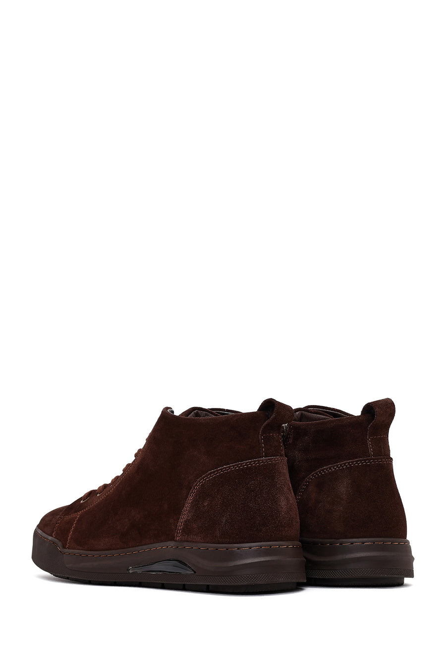 Men's Brown Suede Leather Boots with Zipper
