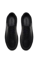 Erkek Siyah Bağcıklı Kalın Tabanlı Deri Sneaker | Derimod