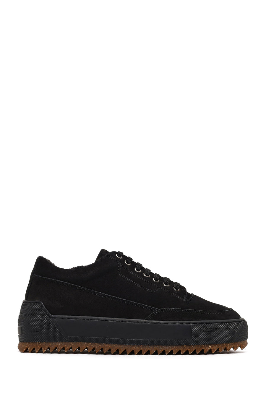 Erkek Siyah Bağcıklı Kalın Tabanlı Nubuk Deri Sneaker 25WFD6225V3 | Derimod