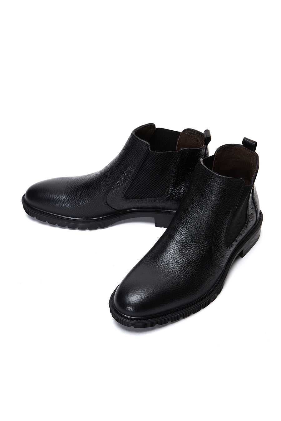 Men's Black Leather Casual Chelsea Boots