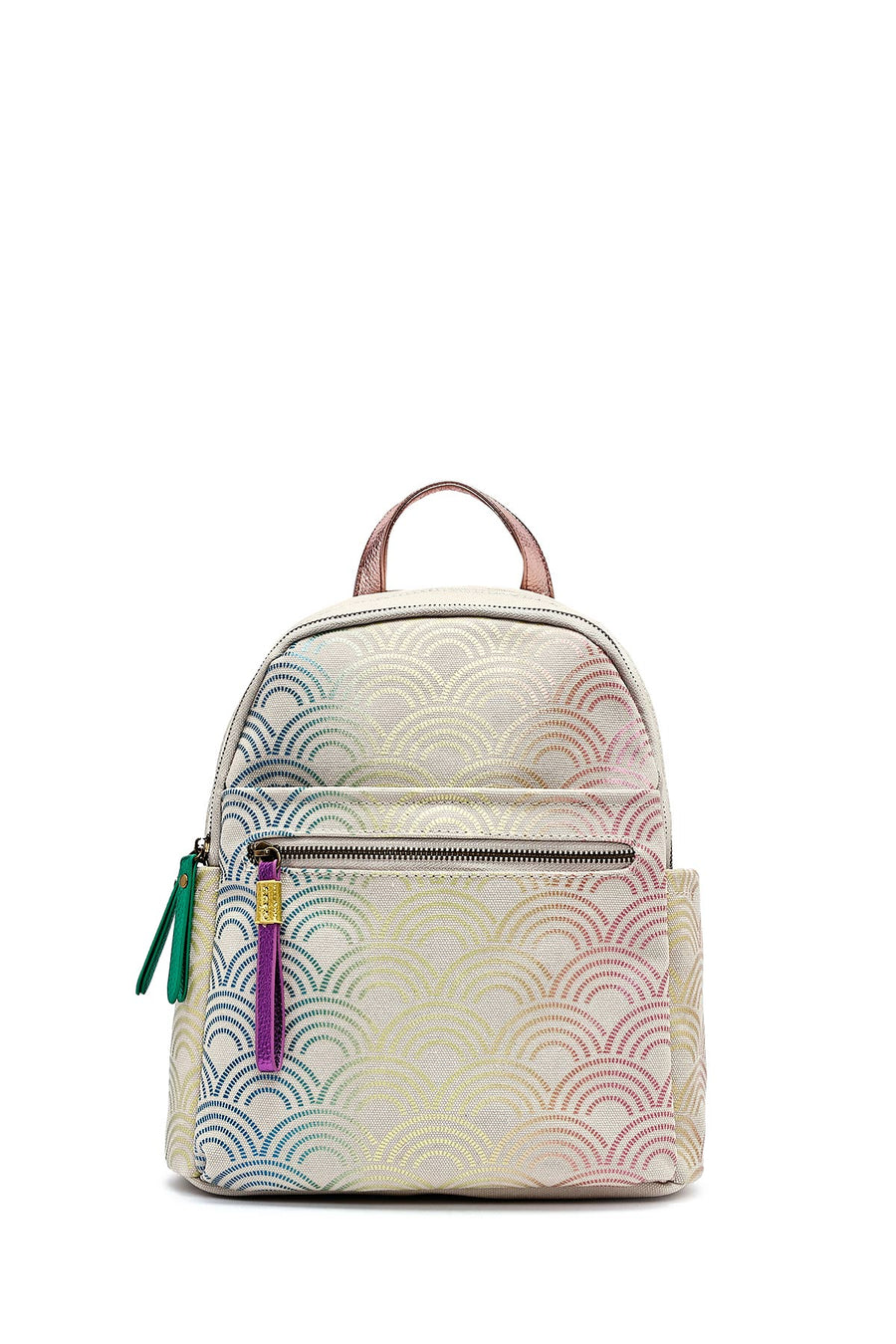 Women's Beige Hologram Patterned Backpack