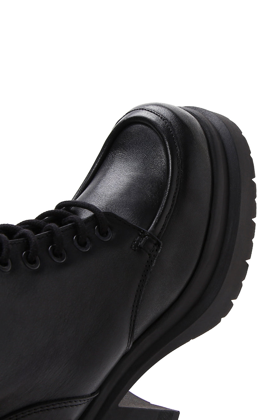 Women's Black Leather Platform Heeled Boots