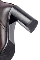 Woman Burgundy Thick Heels Leather Boot | Derimod