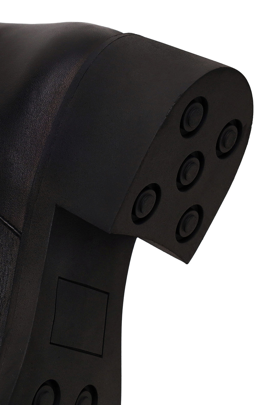 Woman Black Zip Closure Short Thick-heeled Leather Boots