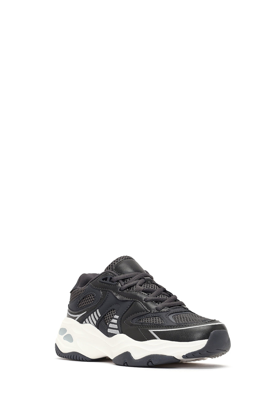 Women's Gray Lace-Up Thick-Soled Sneaker
