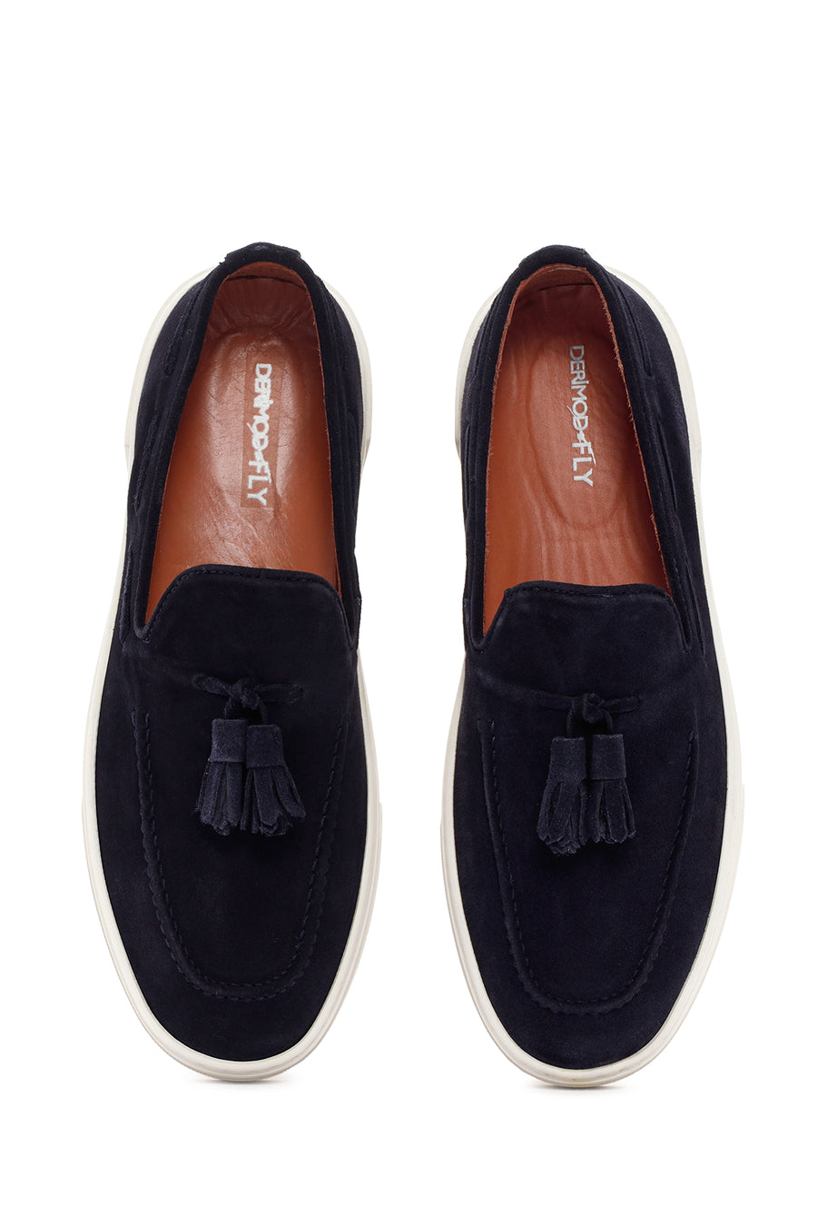 Derimod Fly Erkek Lacivert Süet Deri Casual Loafer