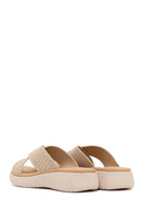 Women's Beige Thick-Soled Fabric Comfort Slippers | Derimod