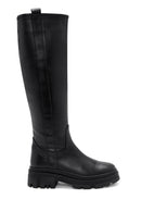 Woman Black Zippered Thick Sole Leather Boot | Derimod