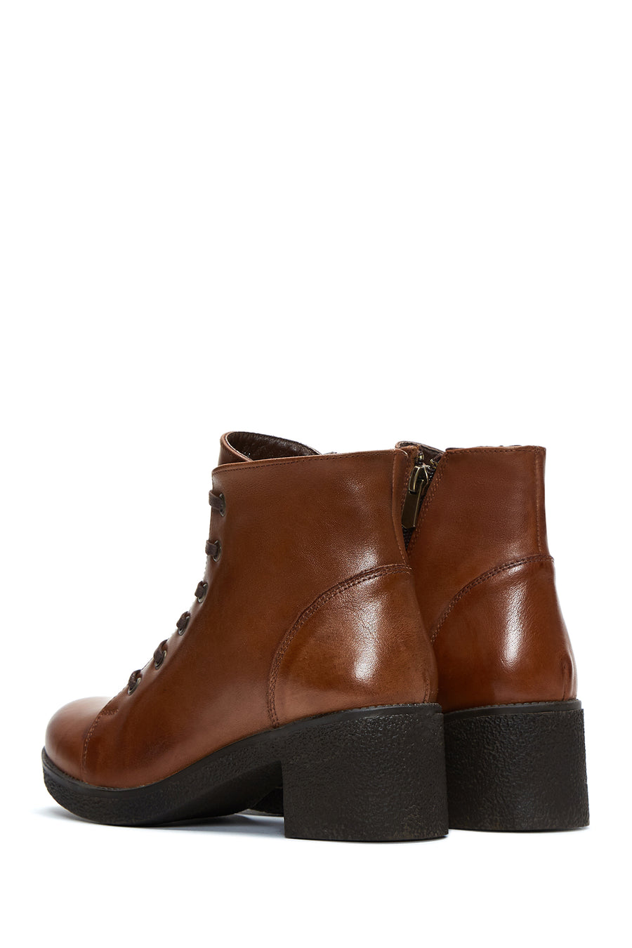 Women's Tan Leather Heeled Boots