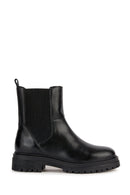 Geox Women's Black Iridea Zippered Leather Boots | Derimod
