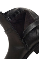 Women's Black Zippered Leather Boots | Derimod