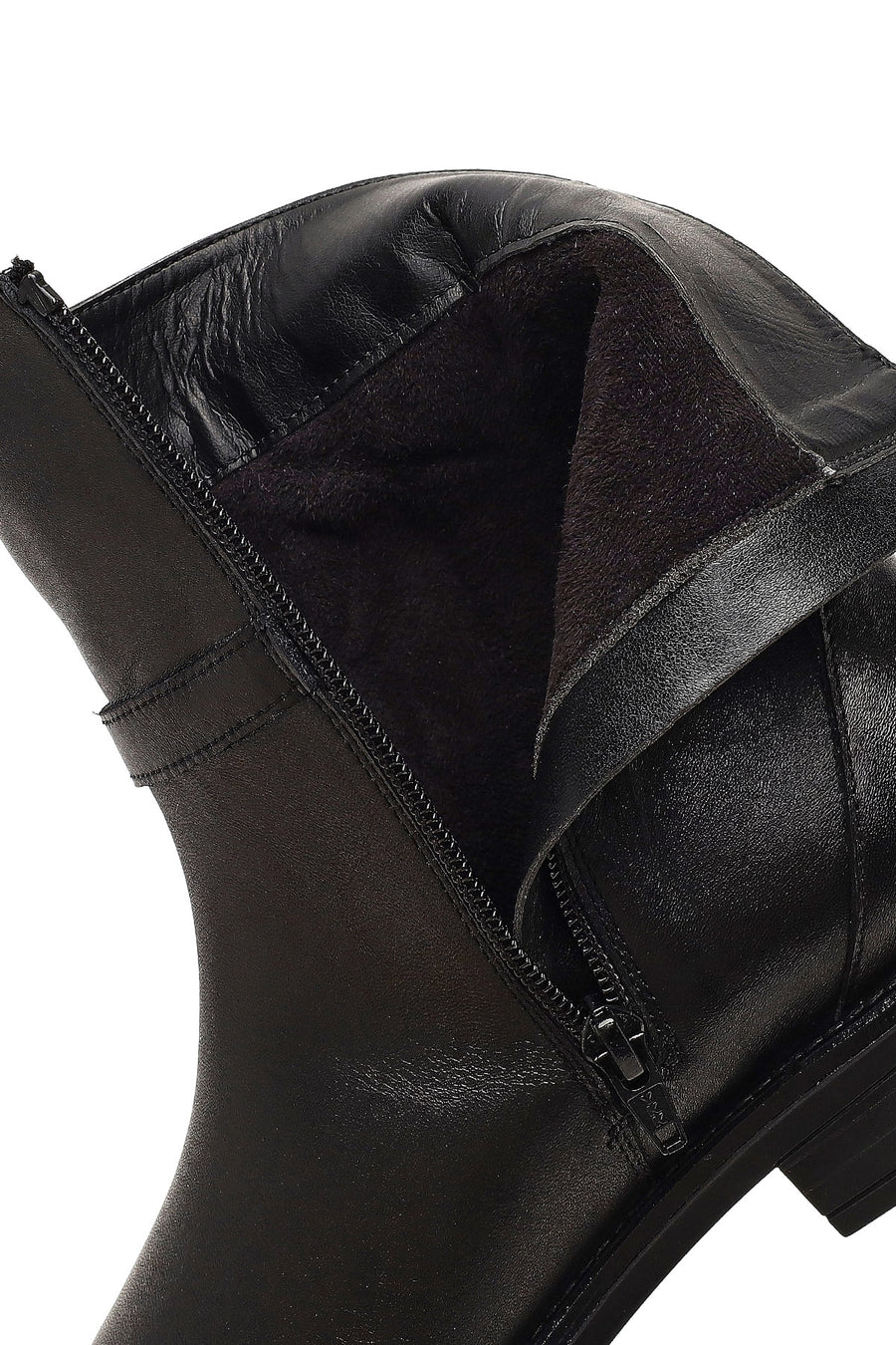 Women's Black Zippered Leather Boots