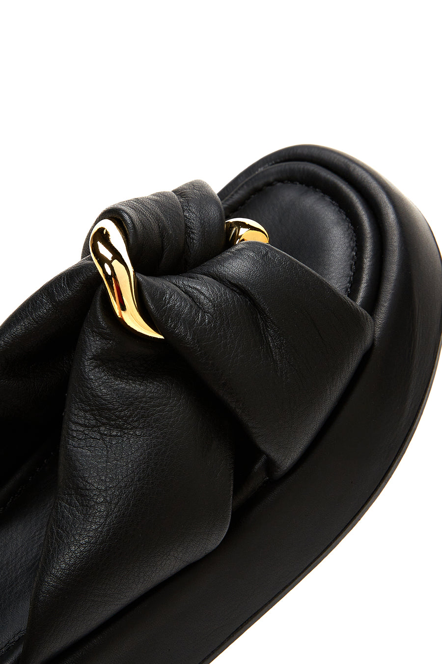 Women's Black Buckle Detailed Leather Slippers