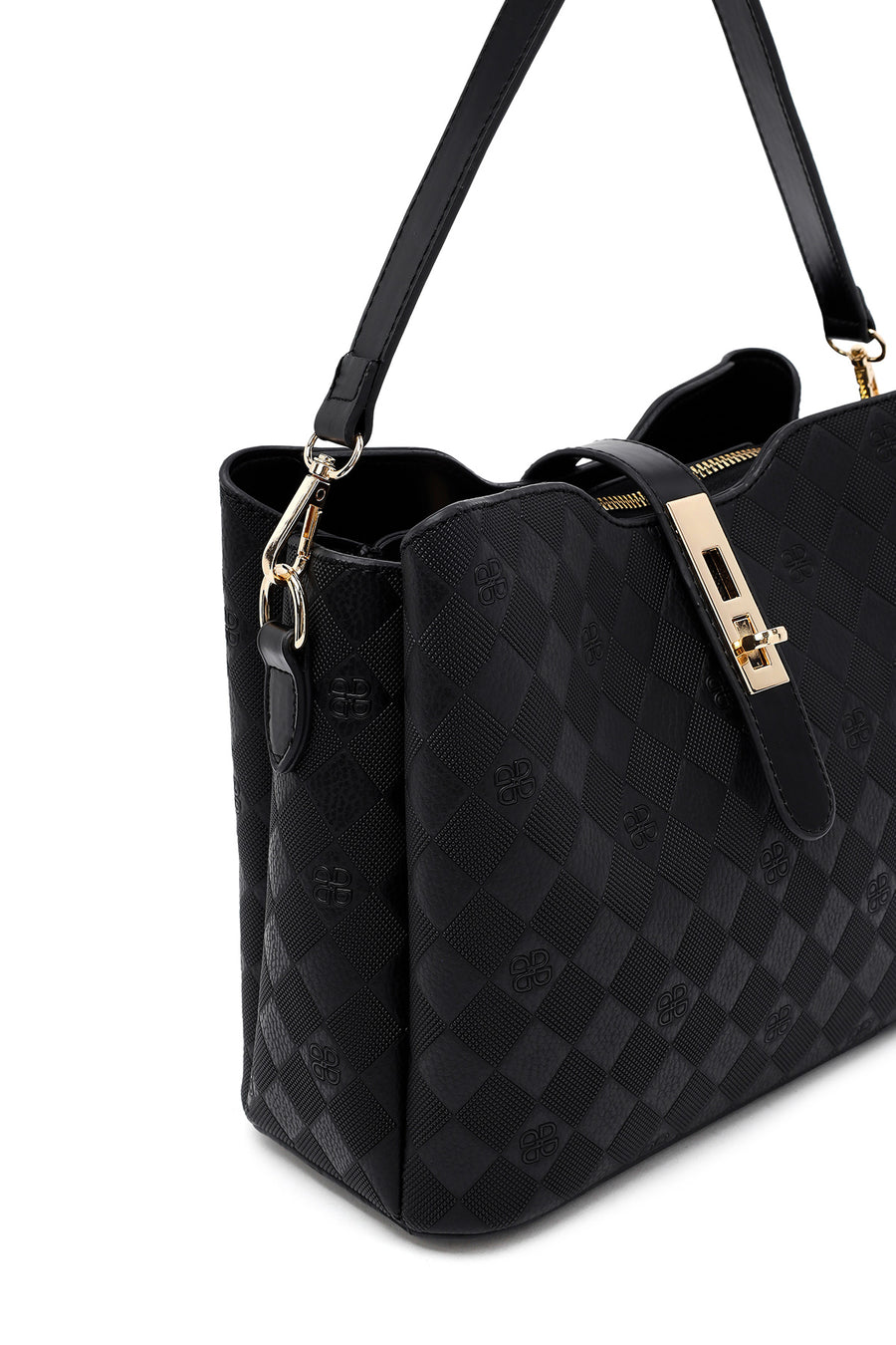 Women's Black Long Strap Printed Classic Shoulder Bag