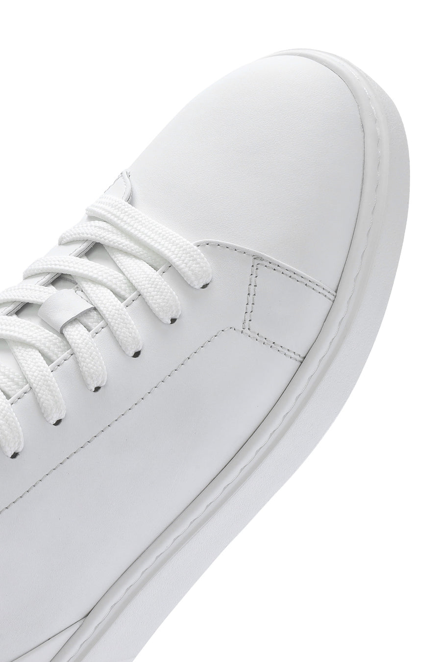 Erkek Beyaz Bağcıklı Deri Sneaker