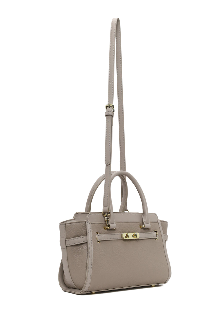Woman Beige Long-Strap Classic Shoulder Bag