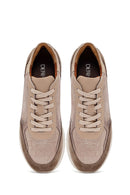 Woman Mink Laced Thick Sole Leather Sneakers | Derimod