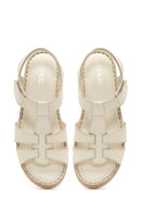 Women's Cream Thick-Soled Leather Comfort Sandals | Derimod