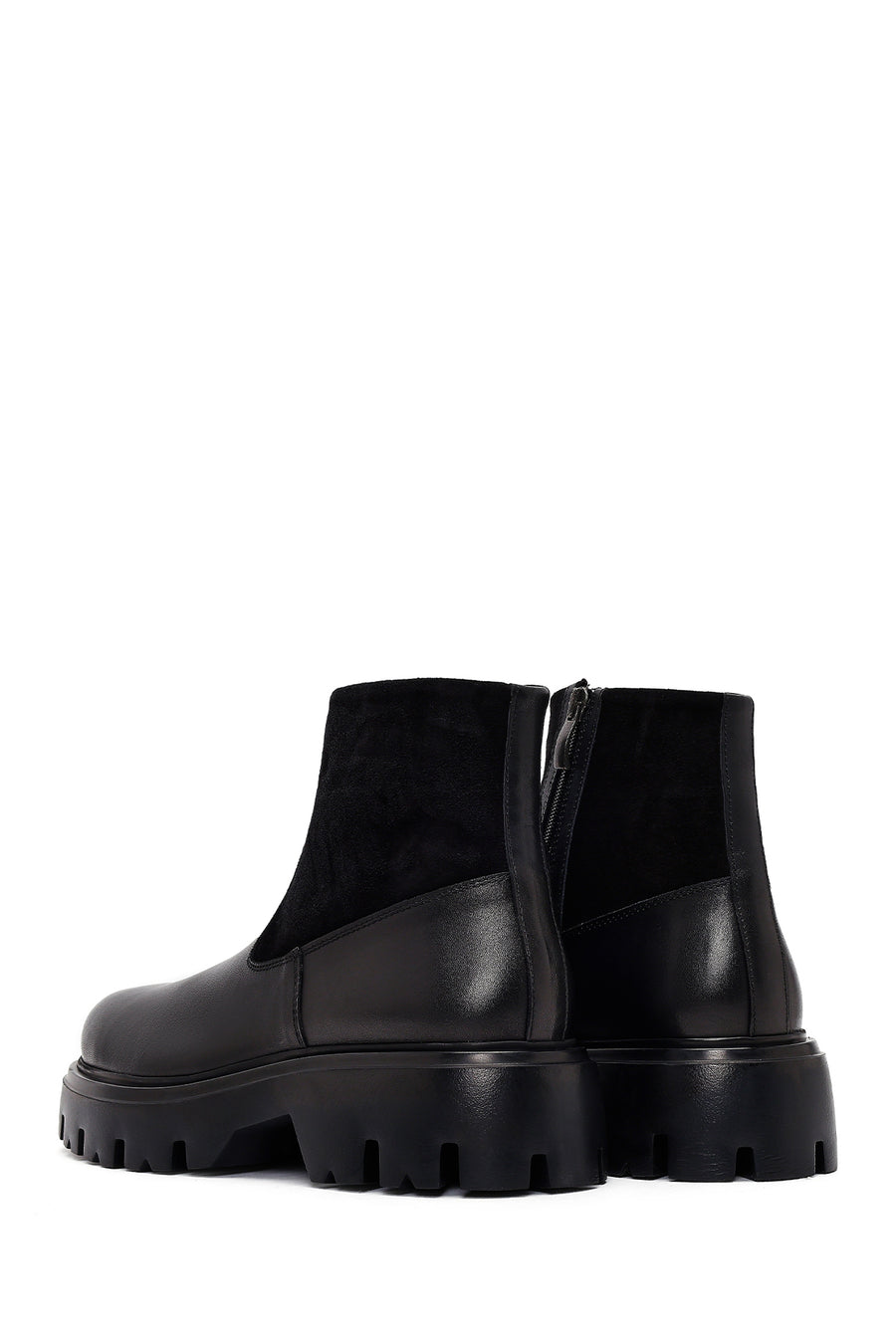 Men's Black Thick Soled Leather Boots