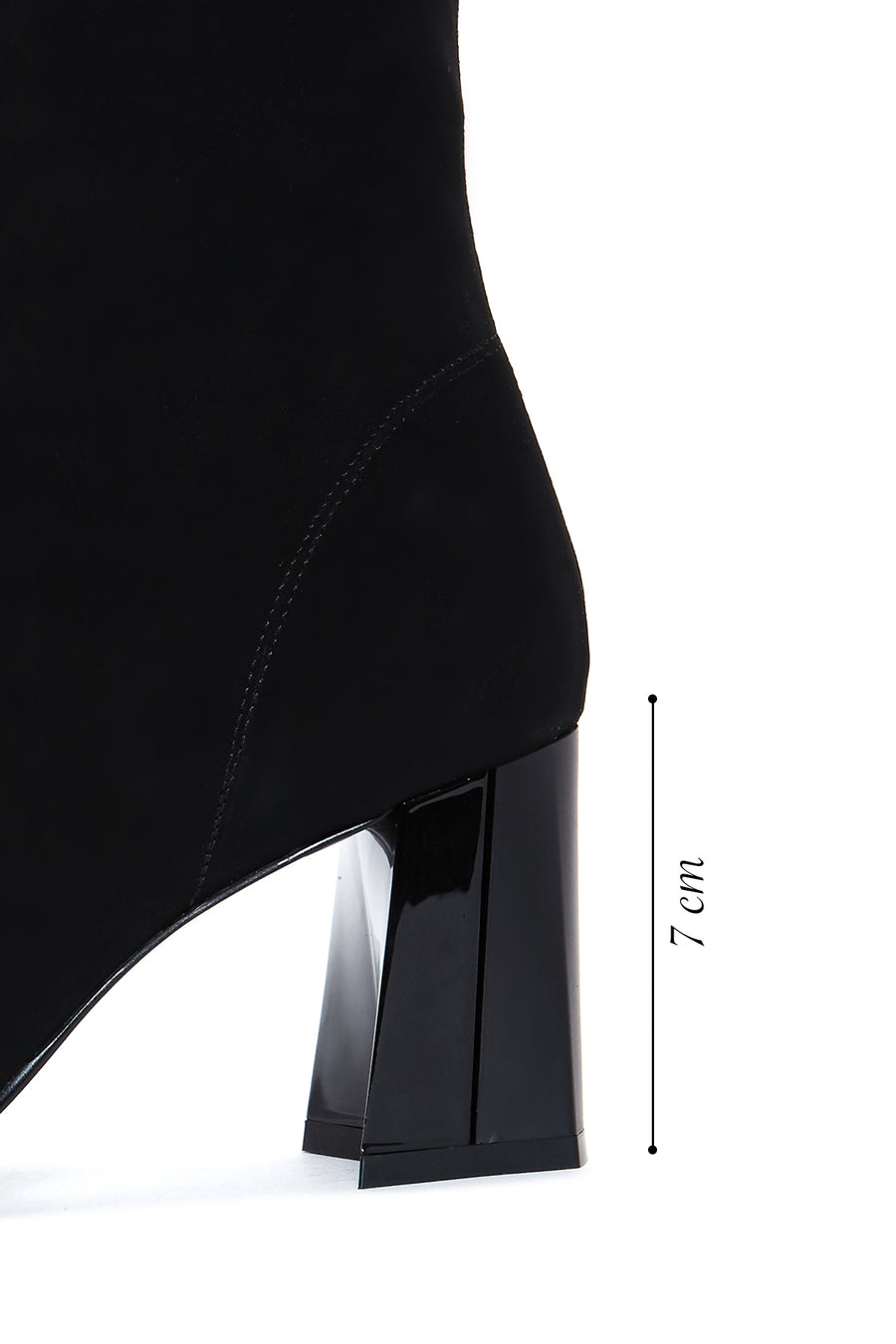Women's Black Leather Suede Heeled Boots