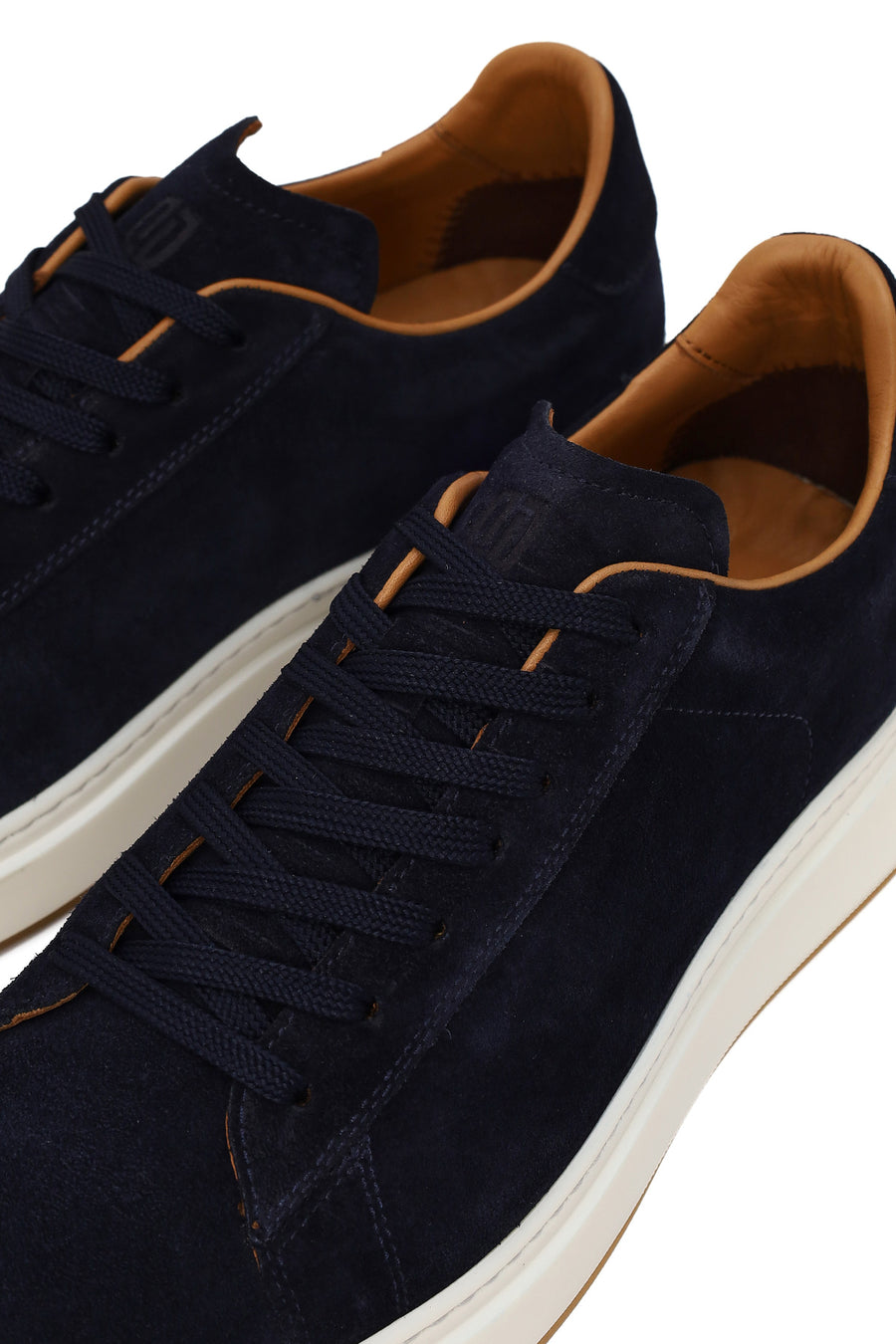 Male Navy Blue Lace-up Thick-soled Suede Leather Sneaker