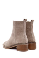 Woman Mink Suede Chunky Heel with Zipper Leather Boat | Derimod