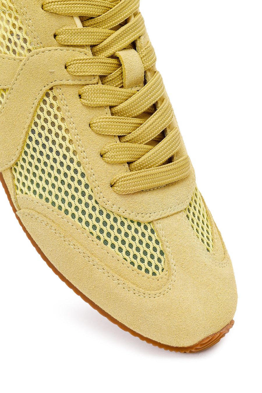 Women's Yellow Lace-up Suede Leather Sneaker