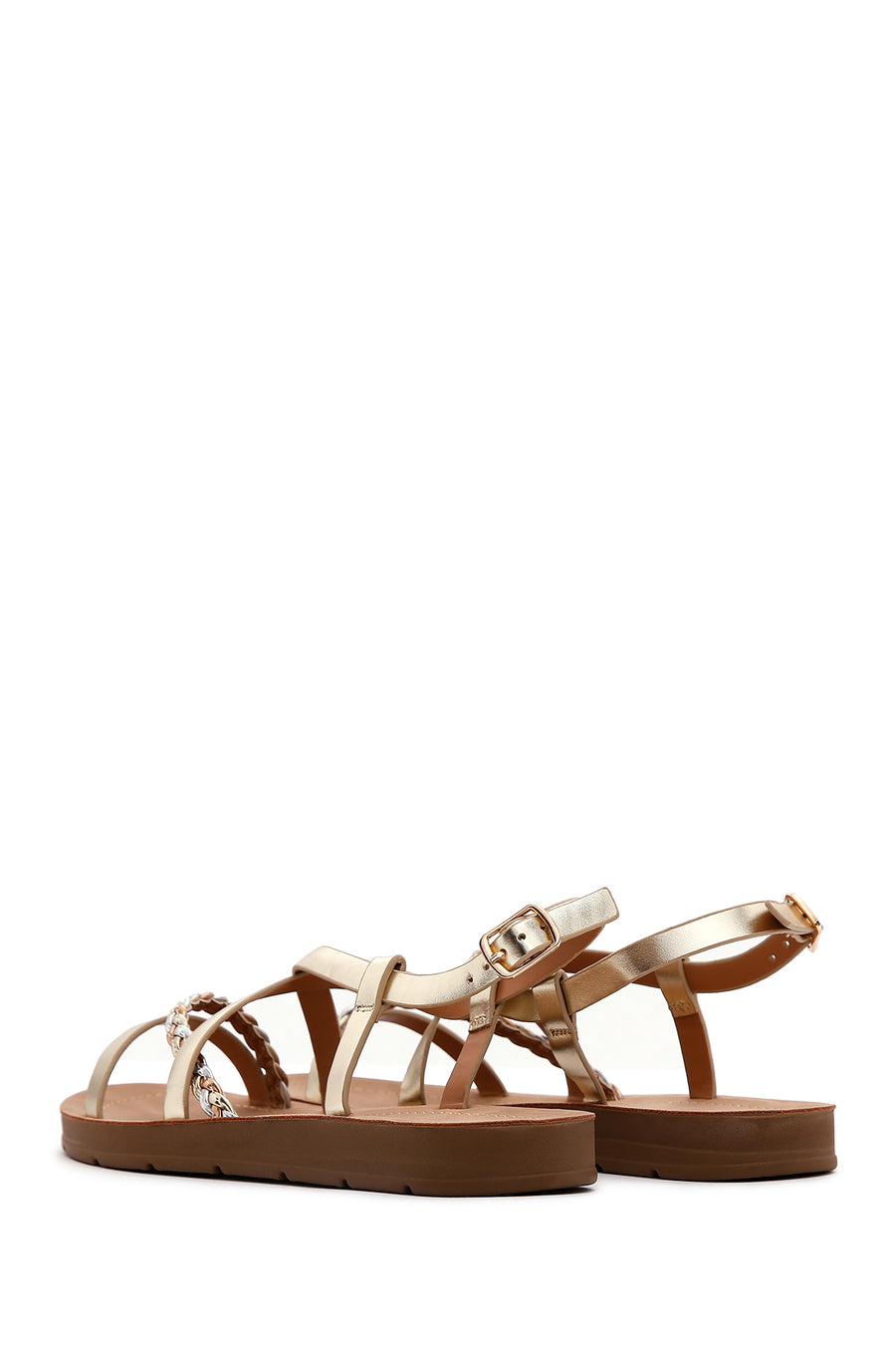 Women's Gold Braided Detail Sandals