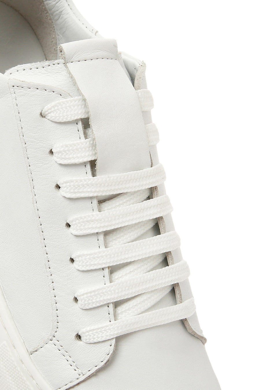 Women's White Lace-Up Leather Sneaker