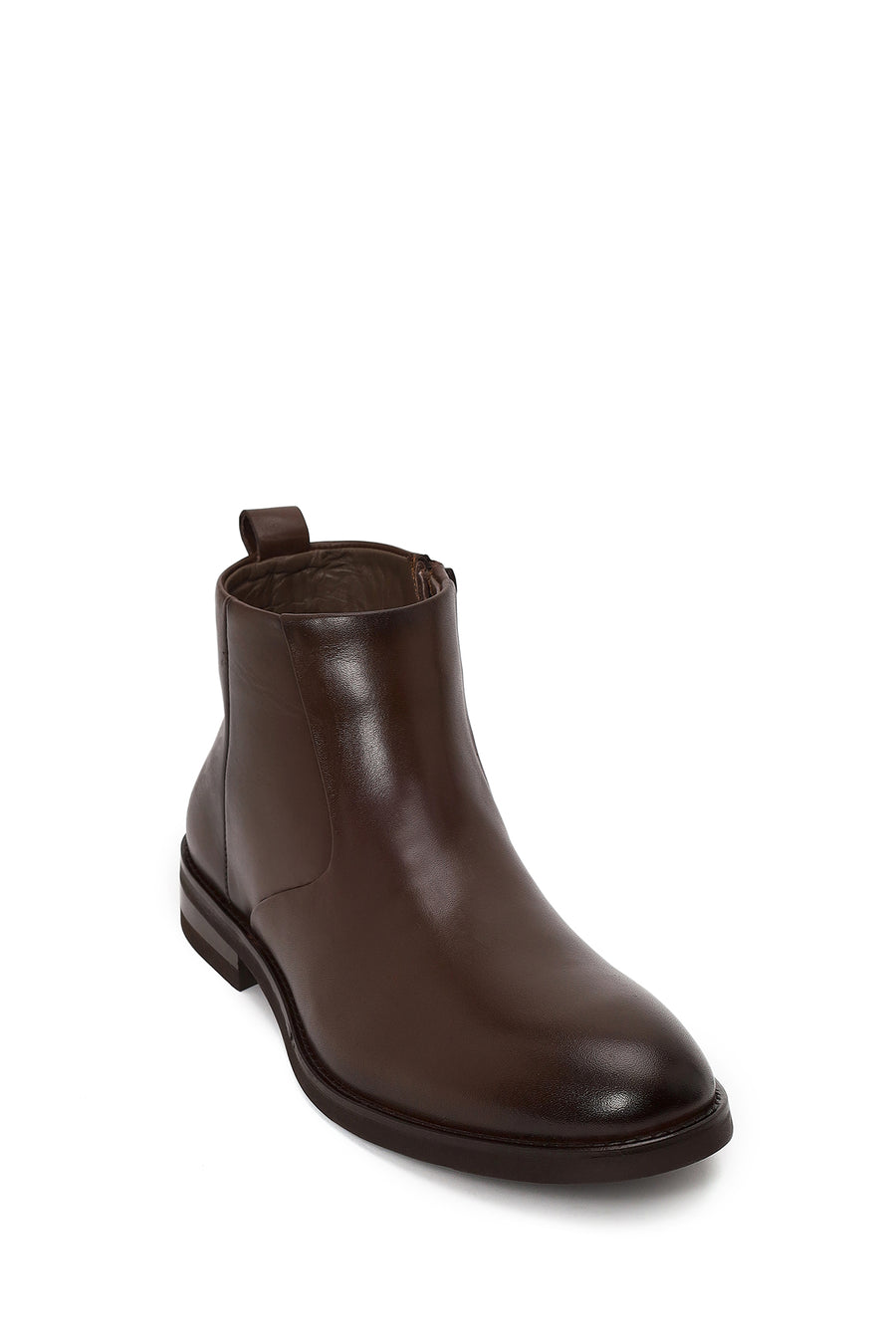 Derimod Black Male Brown Zip Closure Leather Boots