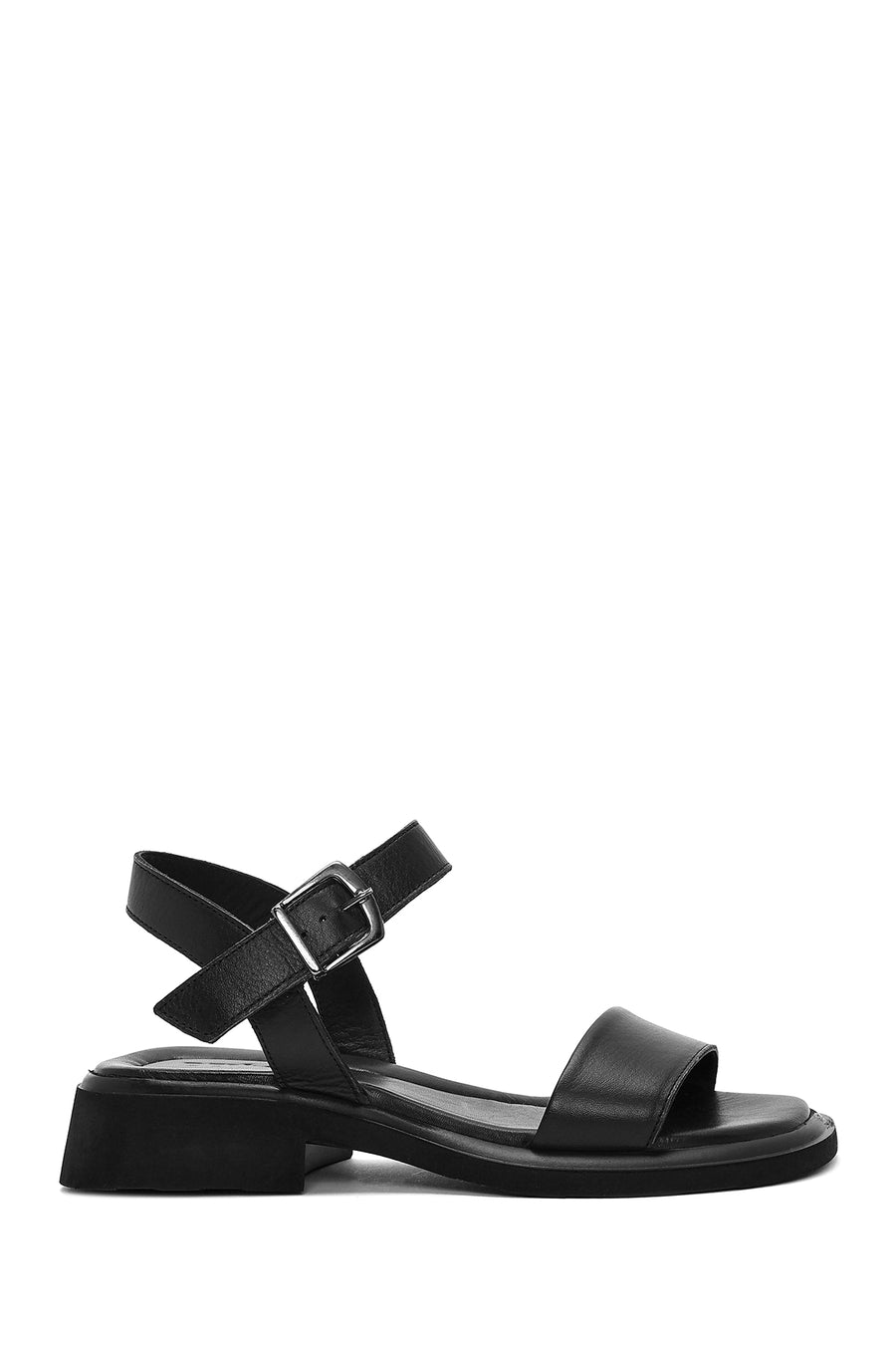 Women's Black Leather Ankle Buckle Sandals 25SFD362418 | Derimod