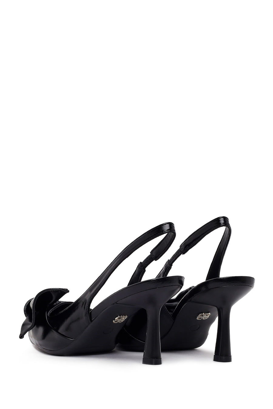 Women's Black Open Back Thin Heeled Shoes