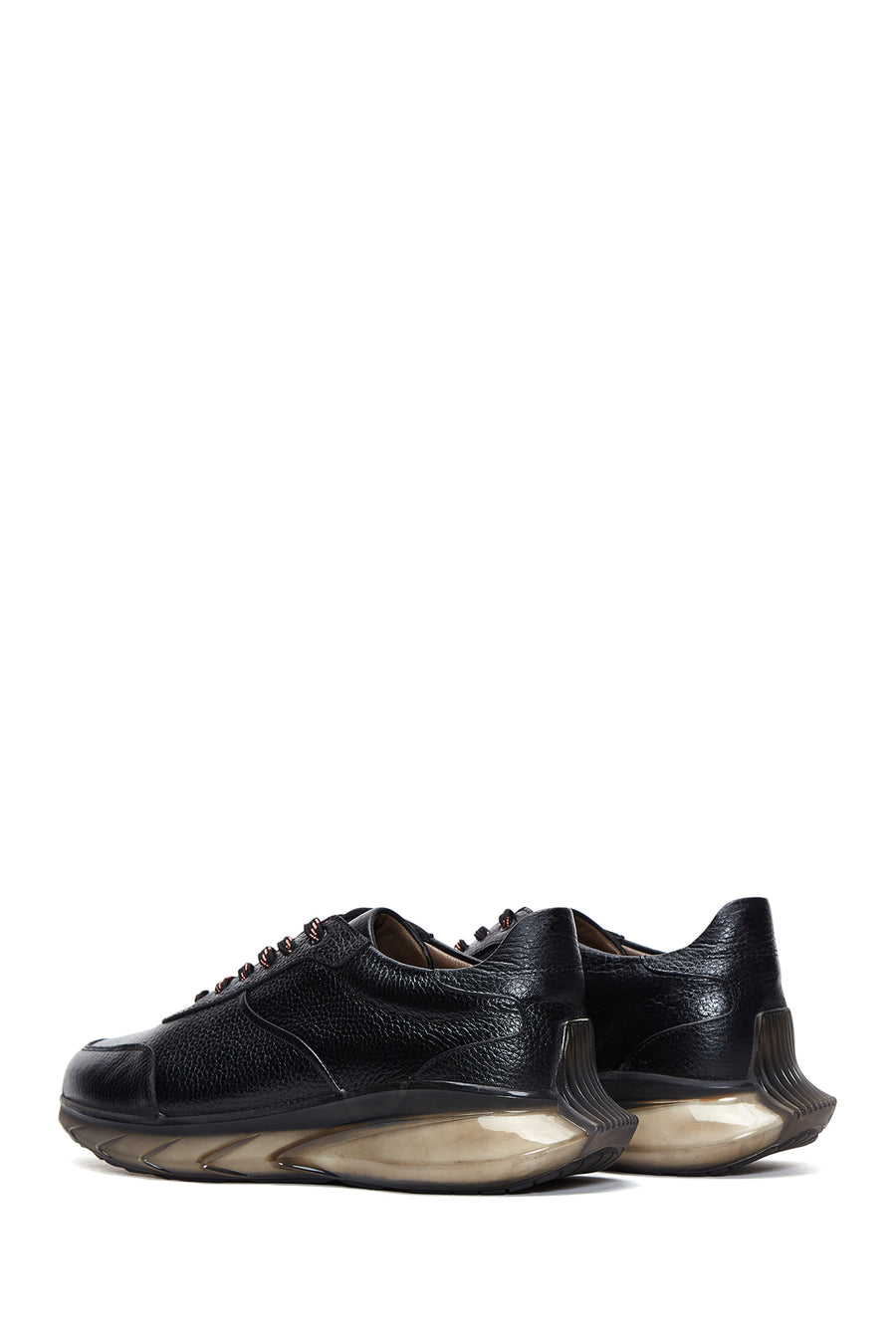 Men's Black Lace-up Leather Sneaker